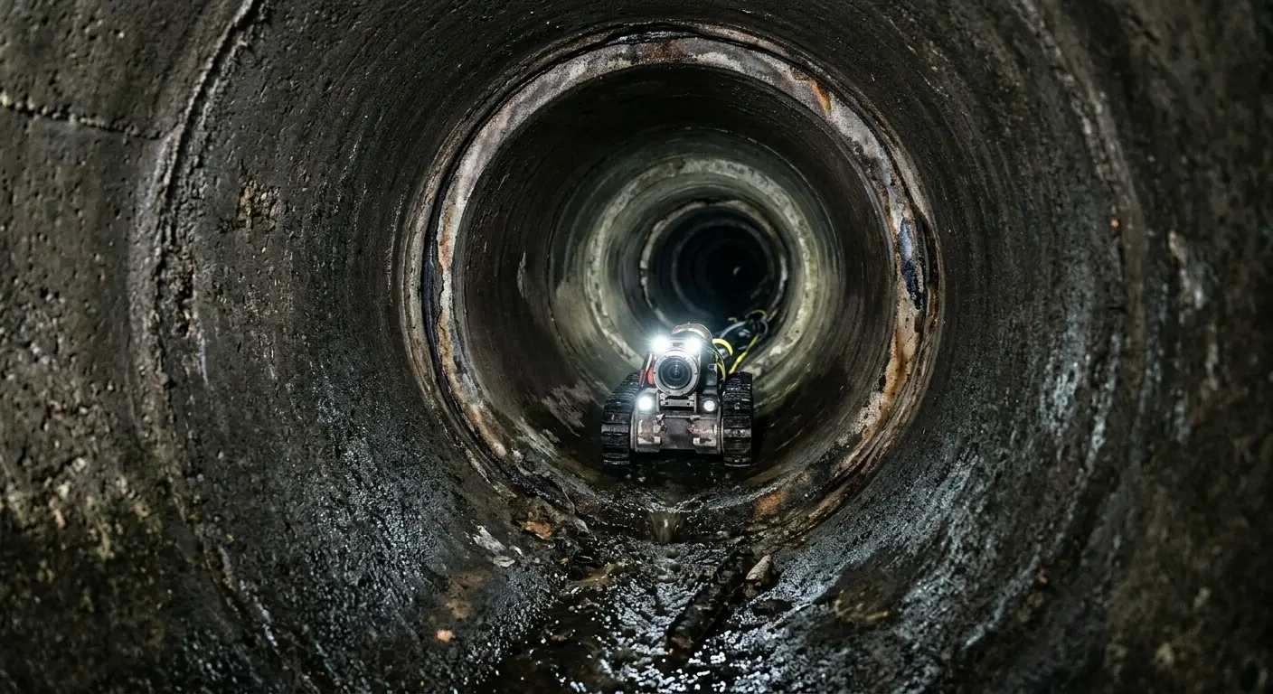 Robotic sewer camera inspecting pipe interior for Drain Snake Service in College Park